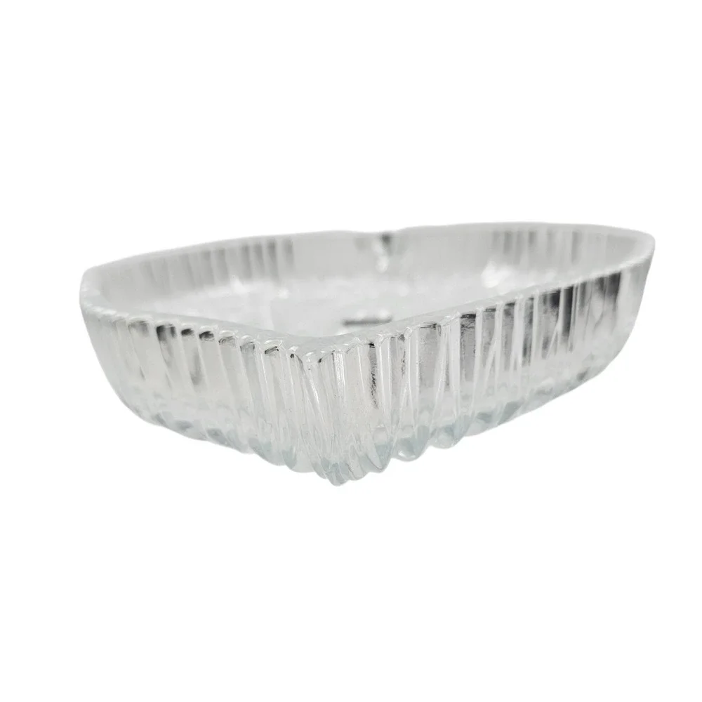 Studio Nova Japan Crystal Leaf Dish Clear Ribbed Glass Serving Tray 9.5 Inch